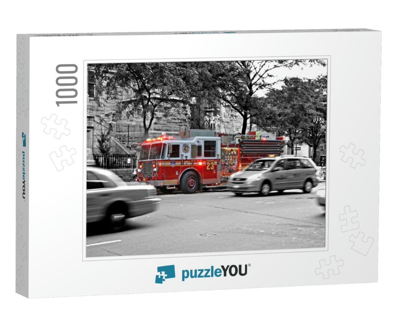 New York Fire Department Truck in Action... Jigsaw Puzzle with 1000 pieces