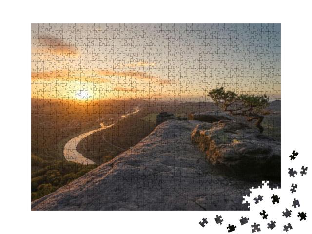 Epic Sunrise from the Mountain Lilienstein in Saxon Switz... Jigsaw Puzzle with 1000 pieces