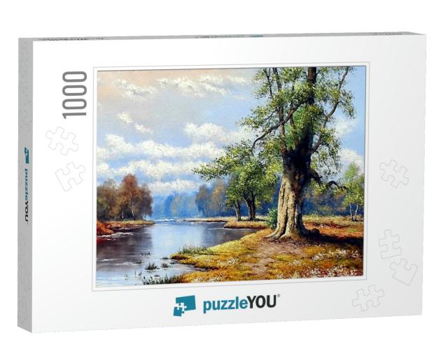 Fine Art, Landscape, River, Oil Paintings... Jigsaw Puzzle with 1000 pieces