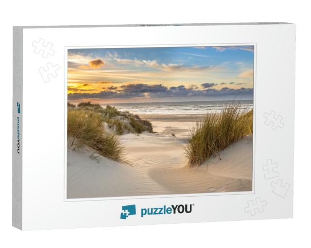 View from Dune Top Over Sunset in North Sea from the Isla... Jigsaw Puzzle