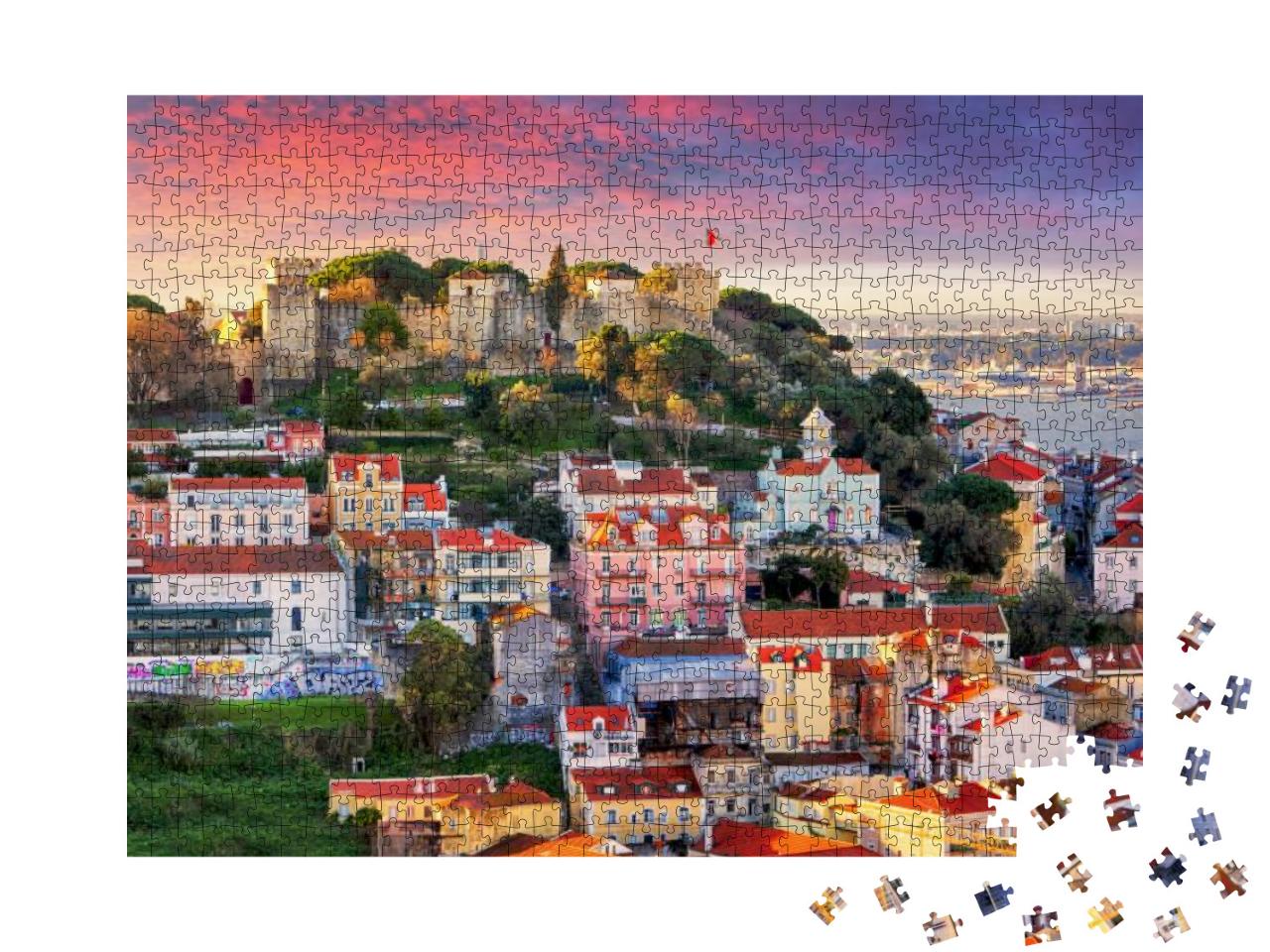 Lisbon, Portugal Skyline with Sao Jorge Castle... Jigsaw Puzzle with 1000 pieces