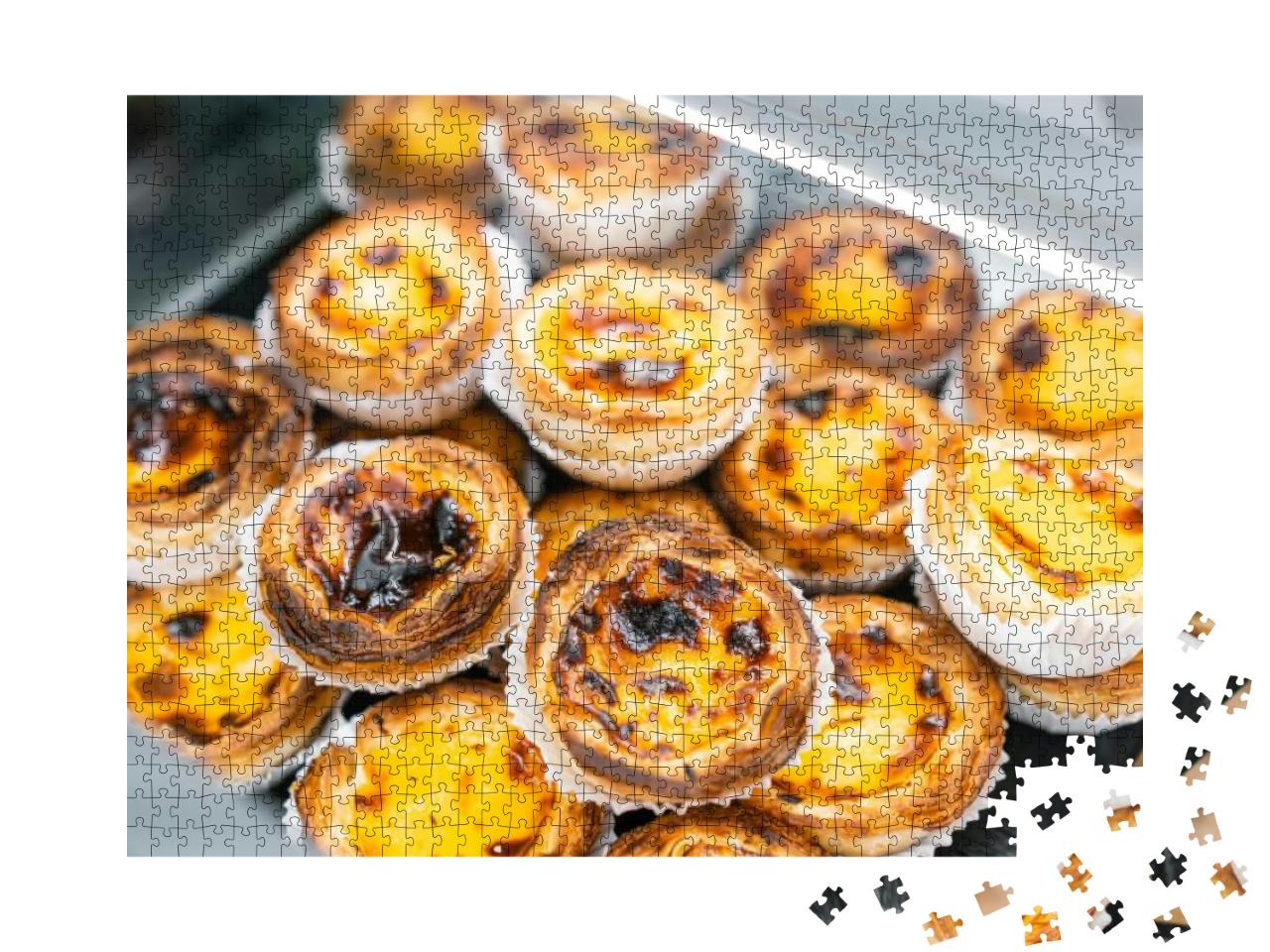 Rows of Egg Tart, Traditional Portuguese Dessert, Pasteis... Jigsaw Puzzle with 1000 pieces