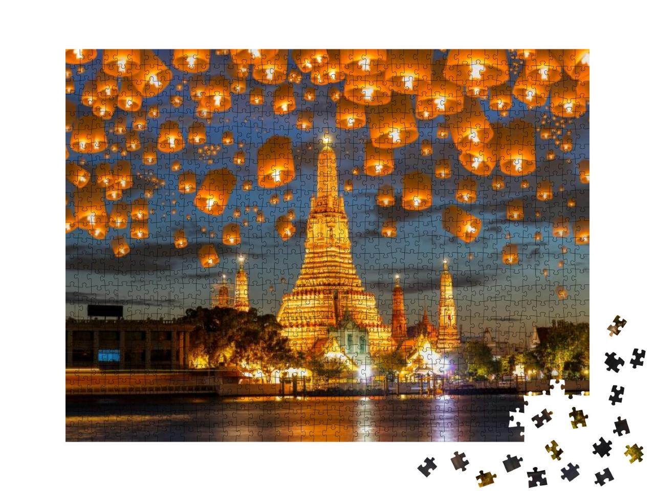 Floating Lamp in Yee Peng Festival Under Loy Krathong Day... Jigsaw Puzzle with 1000 pieces