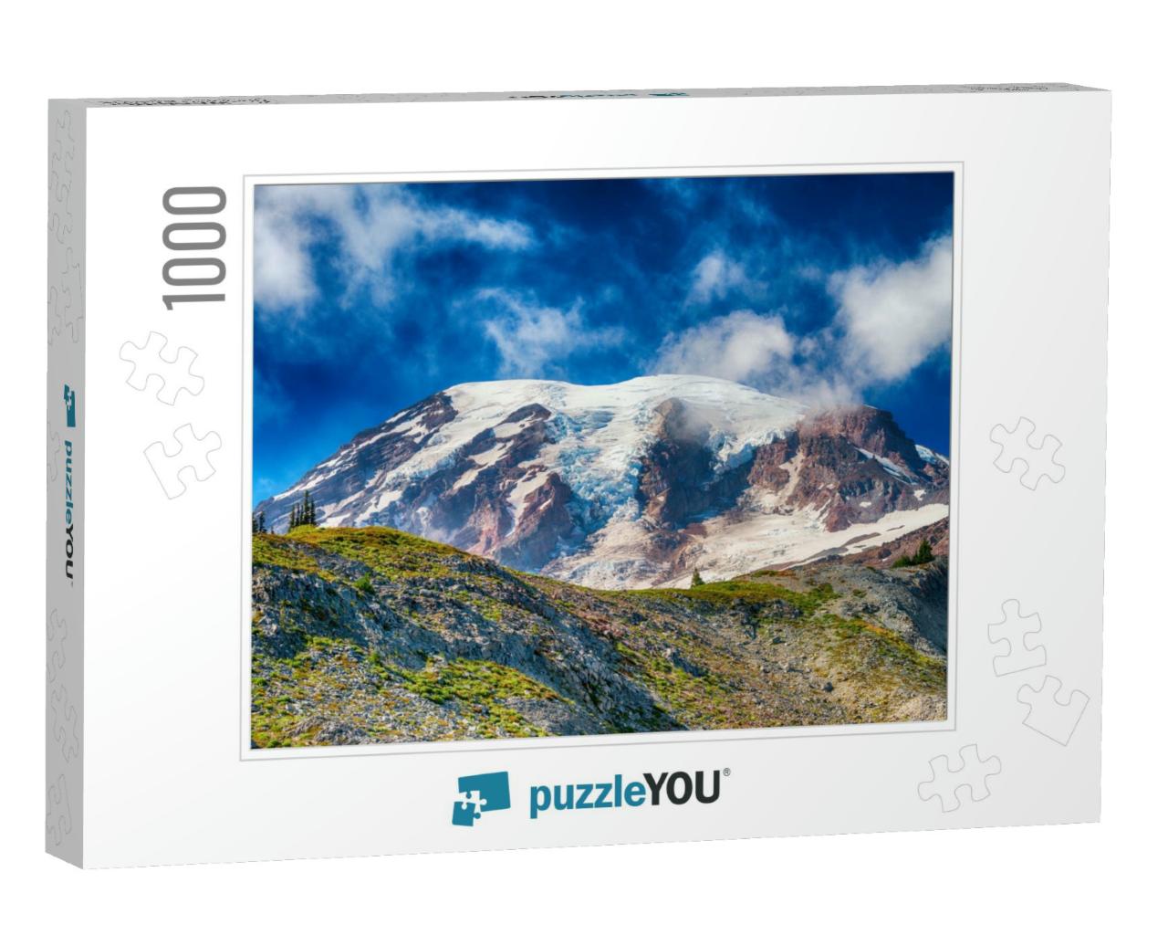 Beautiful Mt Rainier on a Blue Summer Sky... Jigsaw Puzzle with 1000 pieces
