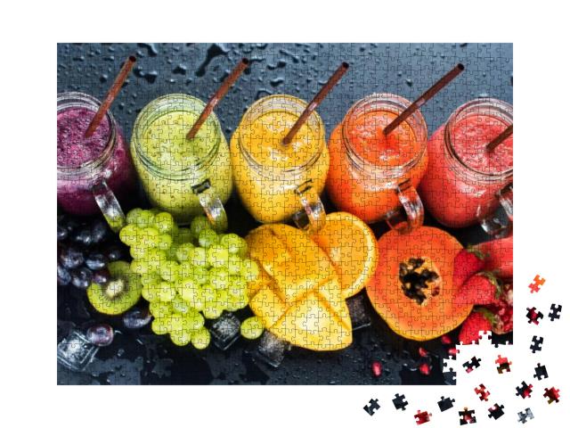 Fresh Color Juices Smoothie Violet Green Yellow Orange Re... Jigsaw Puzzle with 1000 pieces