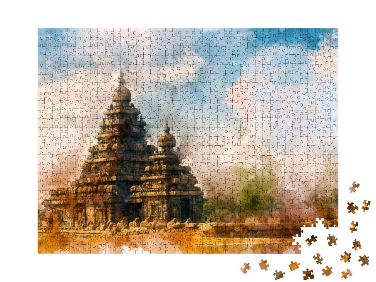 Seashore Temple At Mahabalipuram, Tamil Nadu, India... Jigsaw Puzzle with 1000 pieces