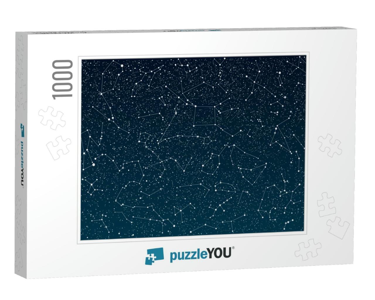 Vector Background. Stars on the Dark Blue Sky. Starry Nig... Jigsaw Puzzle with 1000 pieces