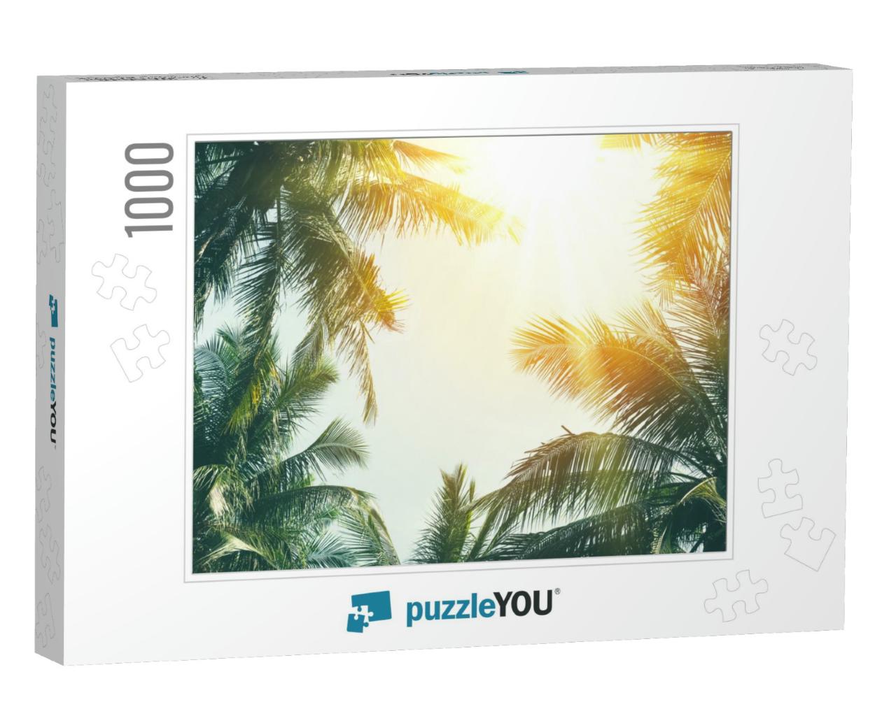 Copy Space of Silhouette Tropical Palm Tree with Sun Ligh... Jigsaw Puzzle with 1000 pieces