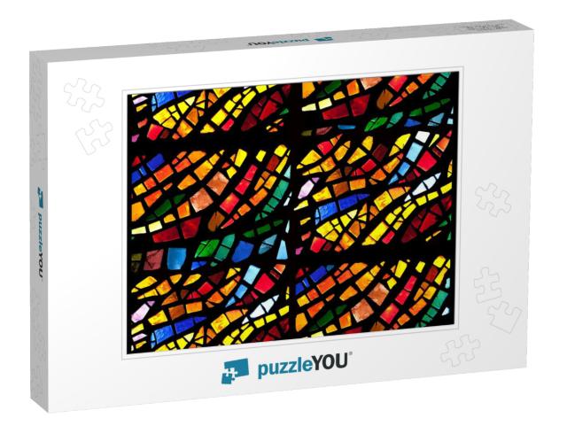 Stock Photo - Warm Toned Colorful Stained Glass Church Wi... Jigsaw Puzzle