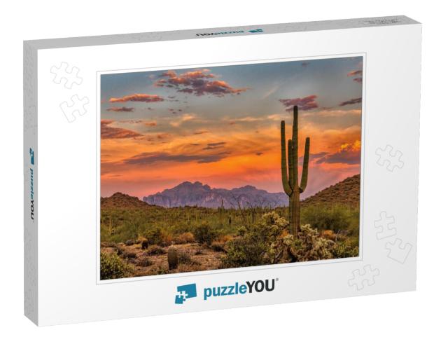 Sunset in the Sonoran Desert Near Phoenix, Arizona... Jigsaw Puzzle