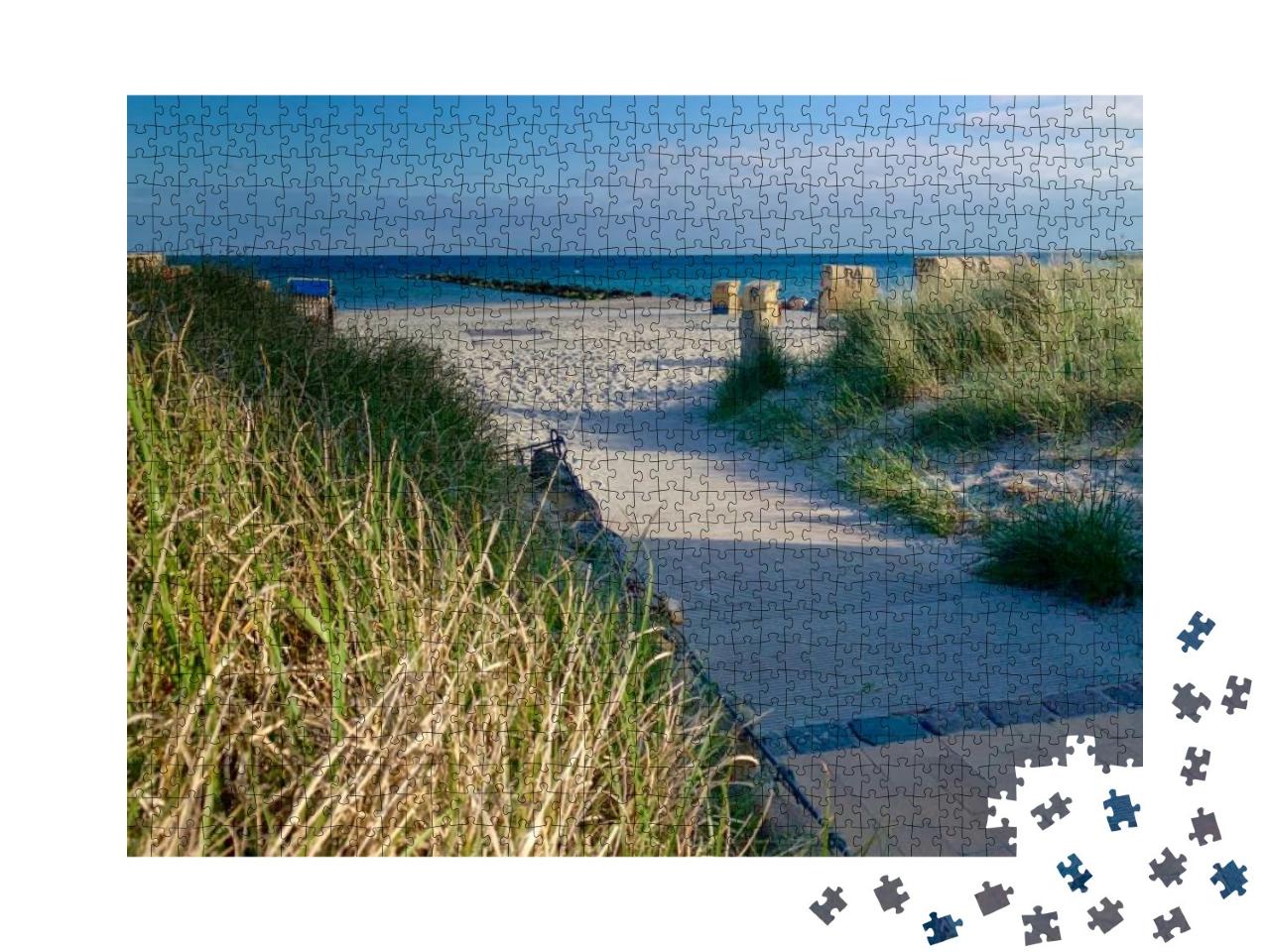 View of the Sand Beach, Traditional North German Beach Ch... Jigsaw Puzzle with 1000 pieces
