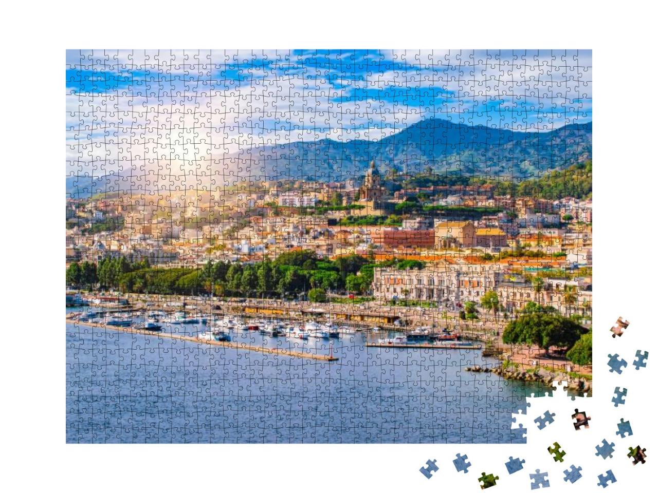 Beautiful Cityscape & Harbor of Messina, Sicily, Italy... Jigsaw Puzzle with 1000 pieces