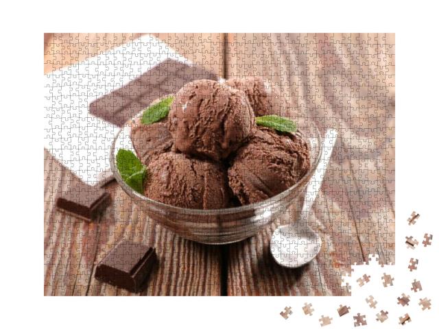Bowl of Chocolate Ice Cream... Jigsaw Puzzle with 1000 pieces