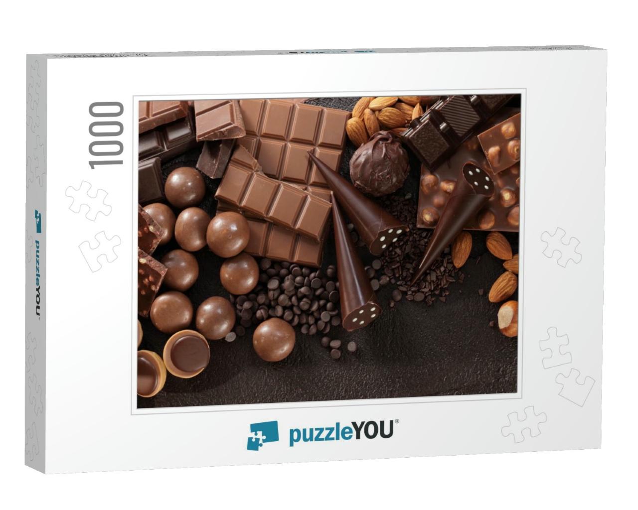 Chocolate Pralines & Chocolate Bar Pieces / Assortment of... Jigsaw Puzzle with 1000 pieces
