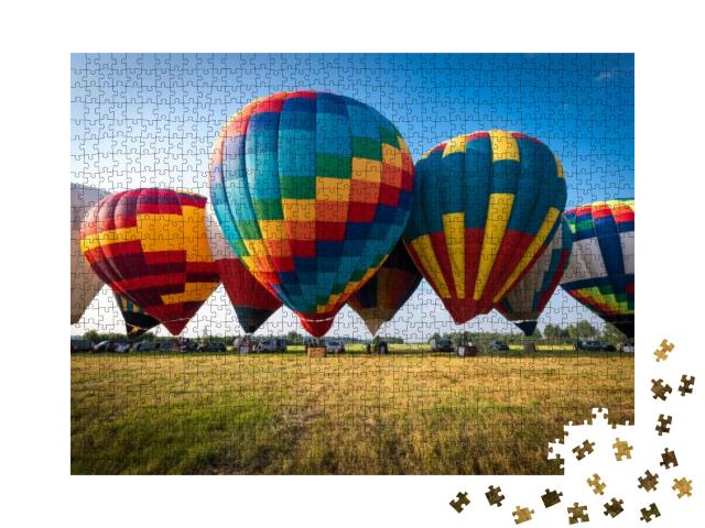 Colorful Hot Air Balloon is Starting to Fly... Jigsaw Puzzle with 1000 pieces