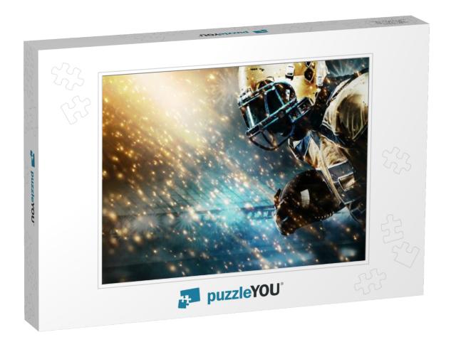 American football sportsman player on stadium runn Jigsaw Puzzle