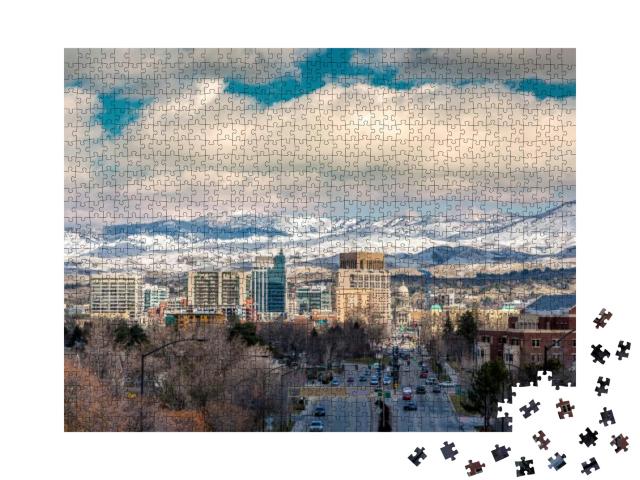 Winter Day in Boise Idaho with Capital & Snow in the Foot... Jigsaw Puzzle with 1000 pieces