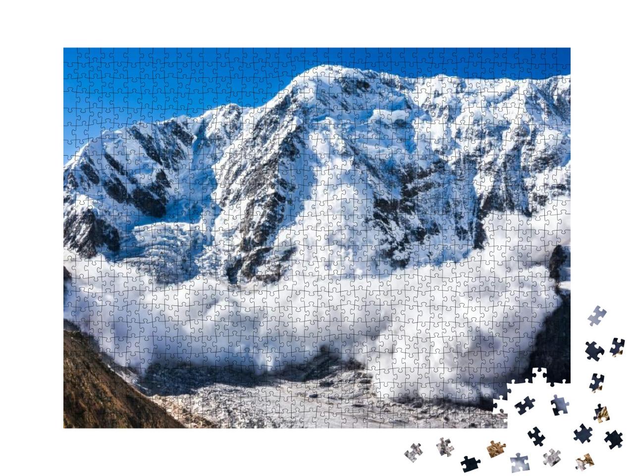 Power of Nature. Real Huge Avalanche Comes from a Big Mou... Jigsaw Puzzle with 1000 pieces