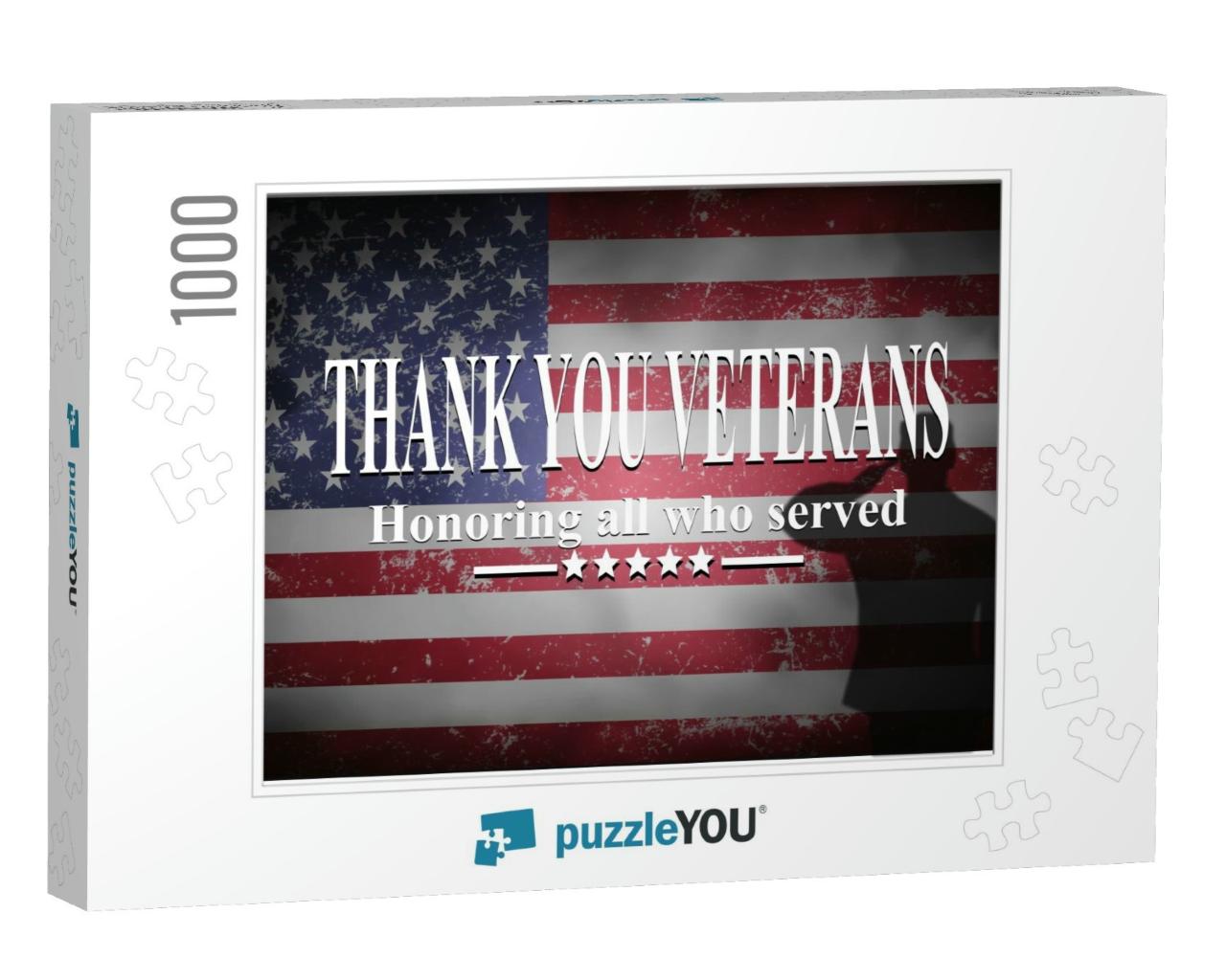 Happy Veterans Day with American Flag... Jigsaw Puzzle with 1000 pieces