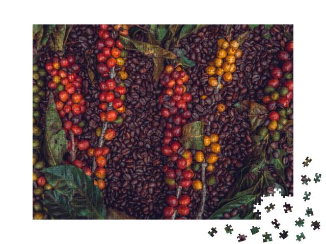 The Texture of Coffee Beans & Coffee Berries... Jigsaw Puzzle with 1000 pieces
