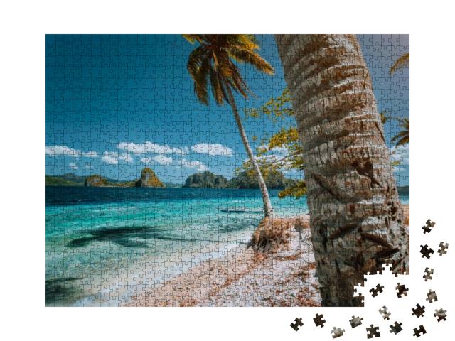 Palawan Well Known Must See Places. Palm Trees & Lonely I... Jigsaw Puzzle with 1000 pieces