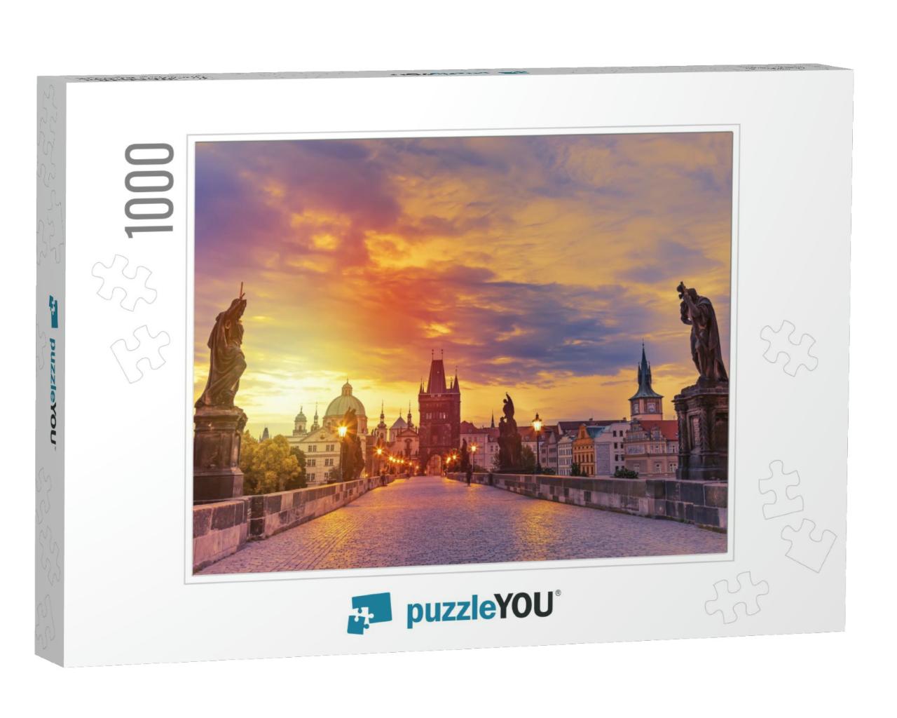 View of Charles Bridge in Prague During Sunset, Czech Rep... Jigsaw Puzzle with 1000 pieces