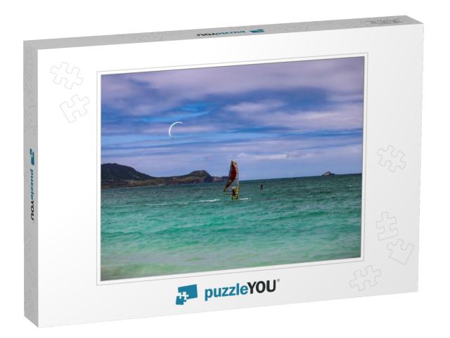 Kite Board & Windsurfers in Kailua, Hawaii... Jigsaw Puzzle