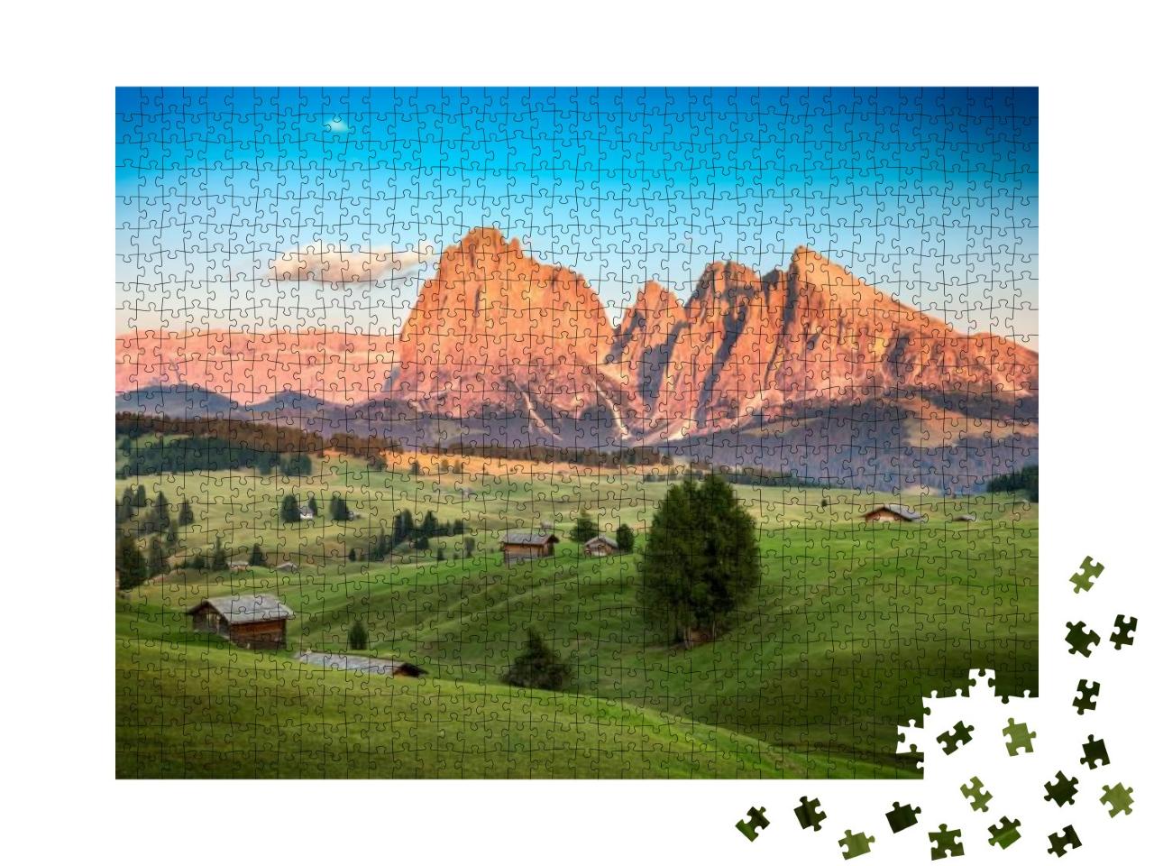 Seiser Alm with Langkofel Group in Last Sunlight, South T... Jigsaw Puzzle with 1000 pieces