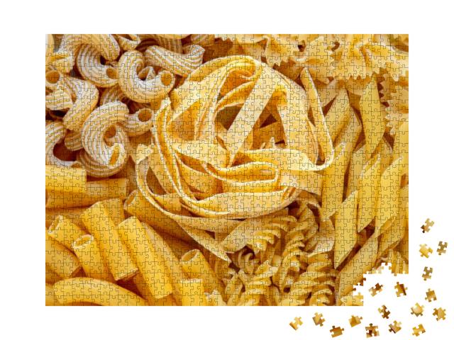 Layout of Italian Raw Pasta, Top View, Different Types &... Jigsaw Puzzle with 1000 pieces