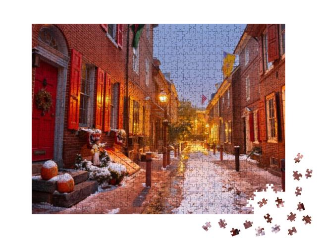 Philadelphia, Pennsylvania, USA At Elfreths Alley in Winte... Jigsaw Puzzle with 1000 pieces