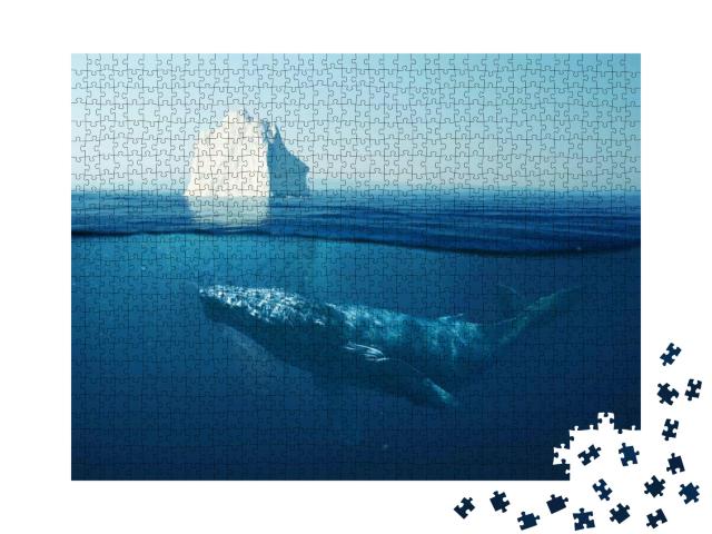 Iceberg in the Ocean Under Water with a Whale. Wild Life... Jigsaw Puzzle with 1000 pieces