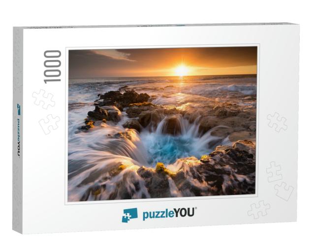 Pools of Paradise During Sunset At the Coast of Hawaii Bi... Jigsaw Puzzle with 1000 pieces