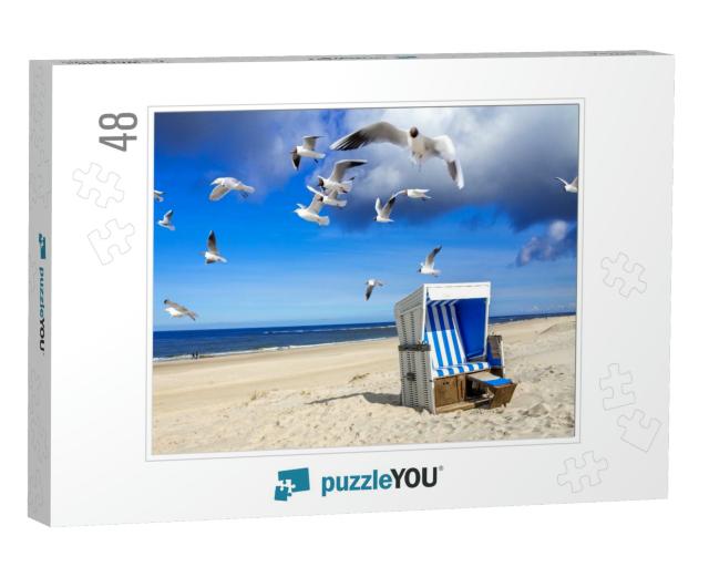 Beach in Westerland, Sylt, Germany... Jigsaw Puzzle with 48 pieces