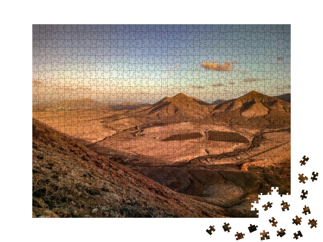 Panoramic View with Vulcanic Mountains in Fuerteventura... Jigsaw Puzzle with 1000 pieces