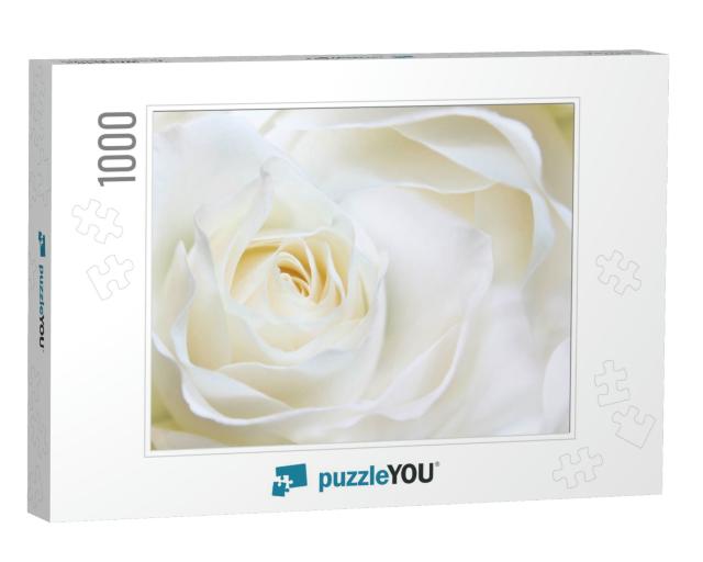 White Huge Airy Rose, Macro-Festive Background for Weddin... Jigsaw Puzzle with 1000 pieces