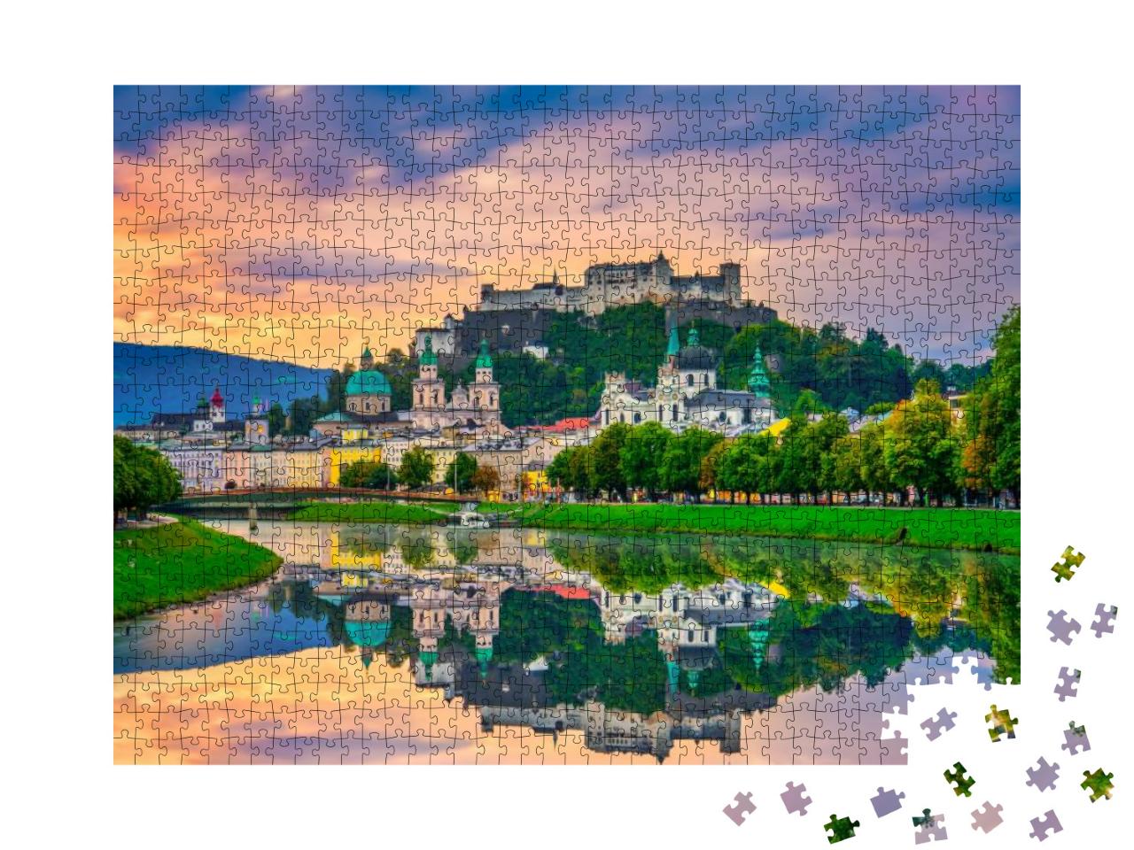 Salzburg Sunrise Skyline with Festung Hohensalzburg Fortr... Jigsaw Puzzle with 1000 pieces
