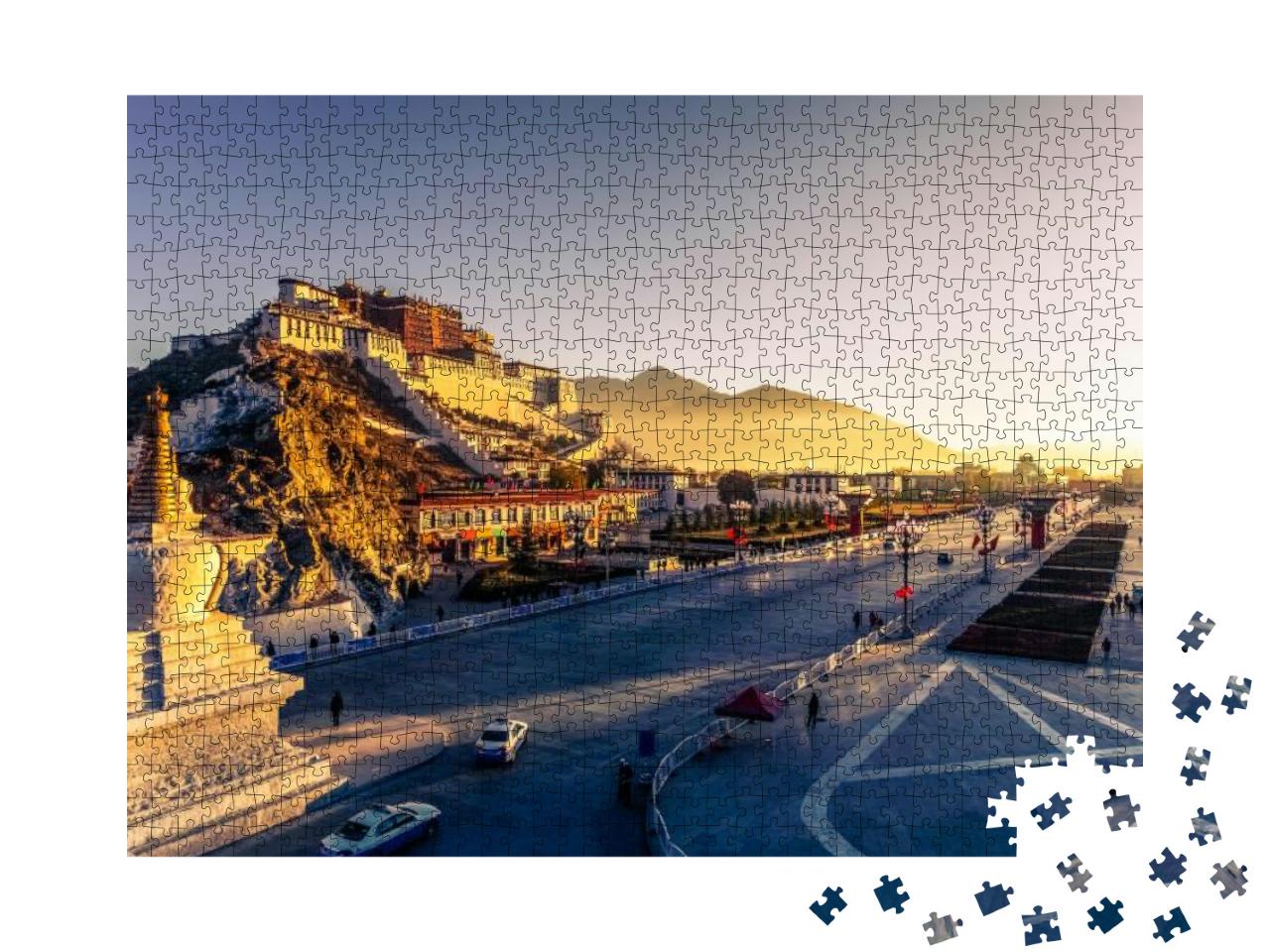 Potala Palace & Stupa At Dusk in Lhasa, Tibet... Jigsaw Puzzle with 1000 pieces