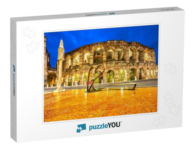 Verona, Italy. Night Picture of the Famous Arena... Jigsaw Puzzle