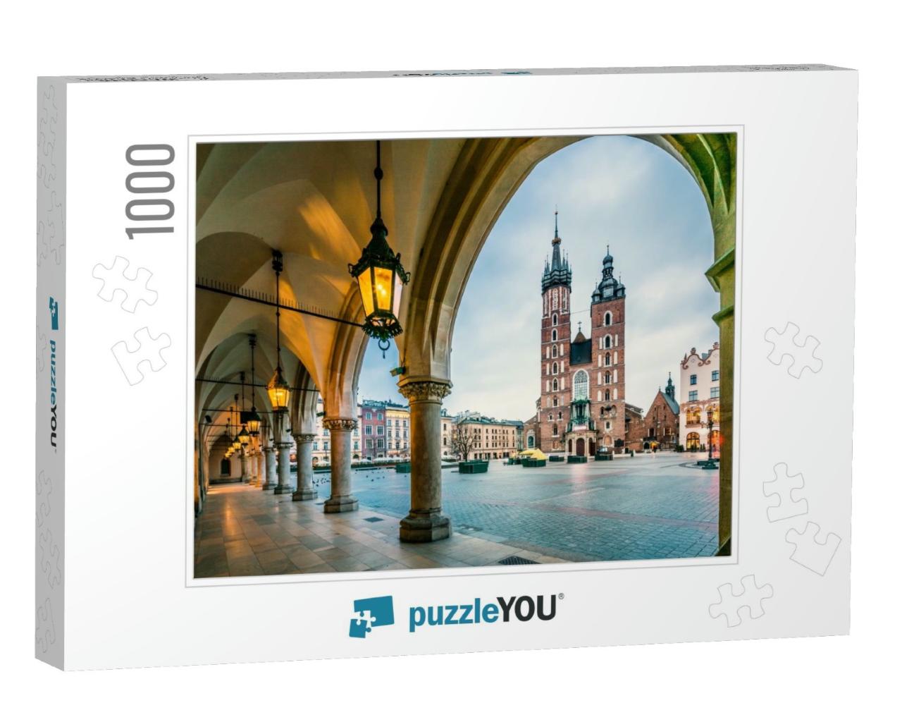 Beautiful Krakow Market Square, Poland, Europe. Faded Col... Jigsaw Puzzle with 1000 pieces