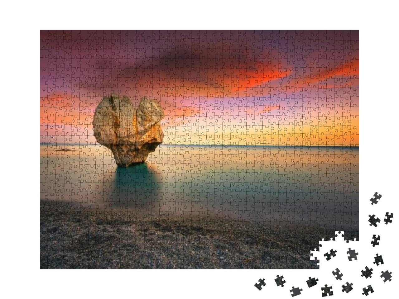 Lonely Rock Sculpture At the Shape of Heart, Preveli, Cre... Jigsaw Puzzle with 1000 pieces
