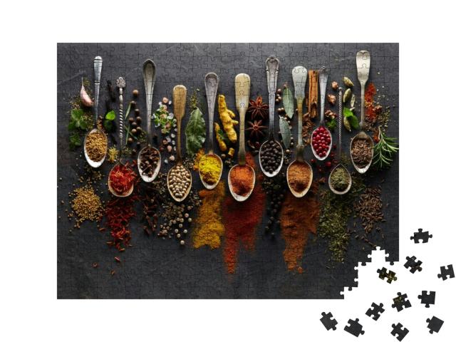 Herbs & Spices on Graphite Background... Jigsaw Puzzle with 500 pieces