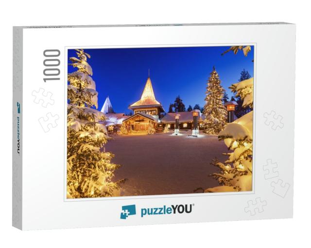 Winter Night View of Santa Claus Village in Rovaniemi in... Jigsaw Puzzle with 1000 pieces