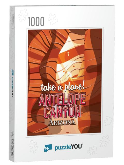 Antelope Canyon Travel Poster... Jigsaw Puzzle with 1000 pieces