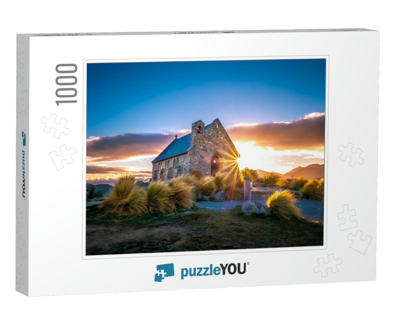 Sunrise At Church of the Good Shepherd, Lake Tekapo, Sout... Jigsaw Puzzle with 1000 pieces