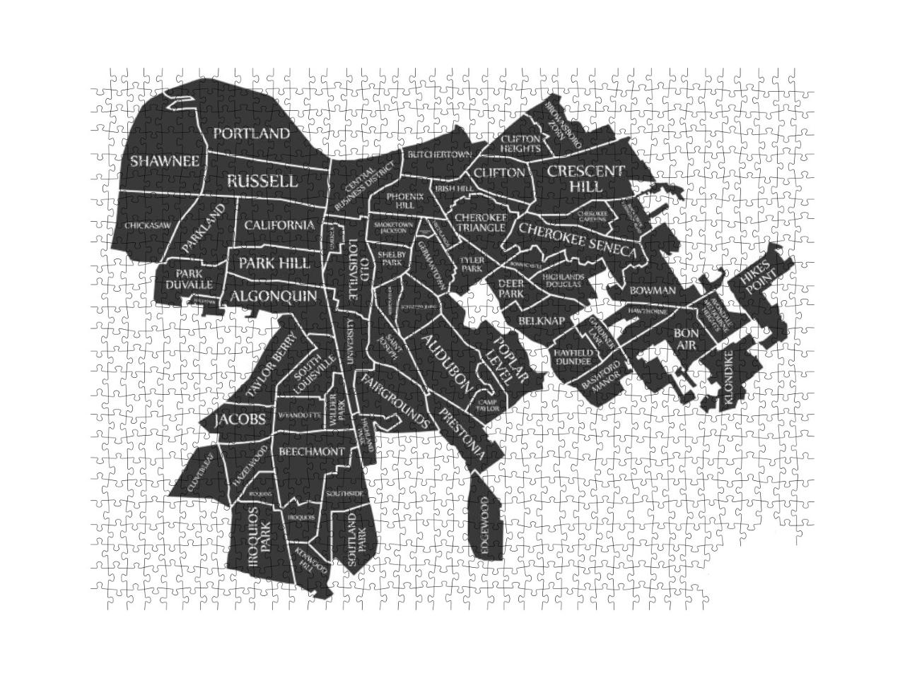 Louisville Kentucky City Map USA Labelled Black Illustrati... Jigsaw Puzzle with 1000 pieces