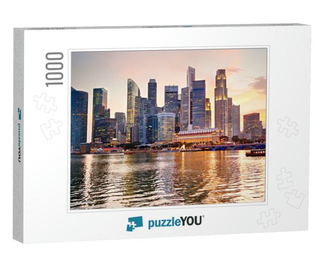 Skyline of Singapore At a Beautiful Sunset... Jigsaw Puzzle with 1000 pieces