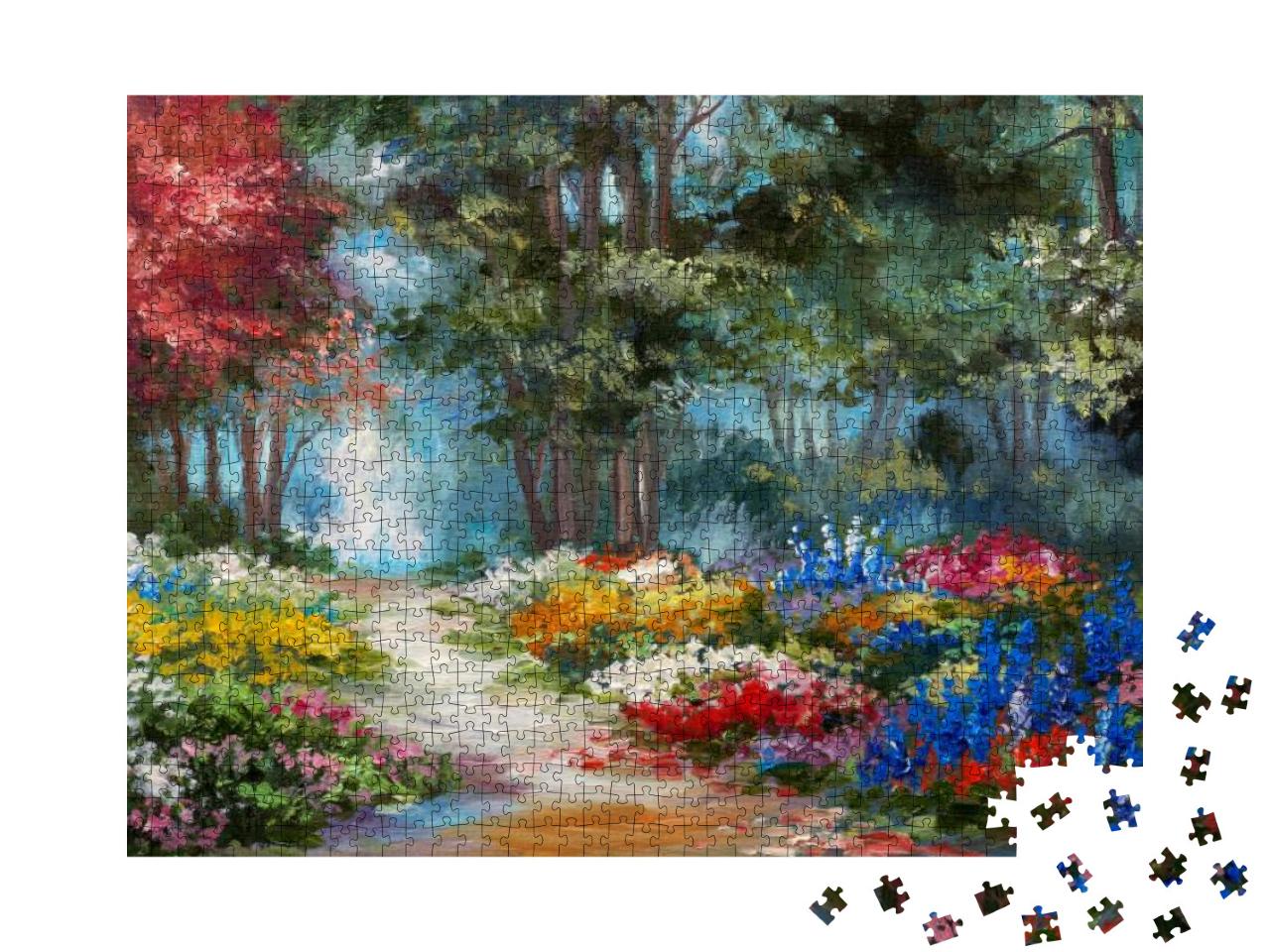 Oil Painting Landscape - Colorful Forest... Jigsaw Puzzle with 1000 pieces