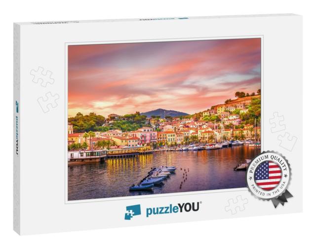Harbor & Village Porto Azzurro At Sunset, Elba Islands, T... Jigsaw Puzzle