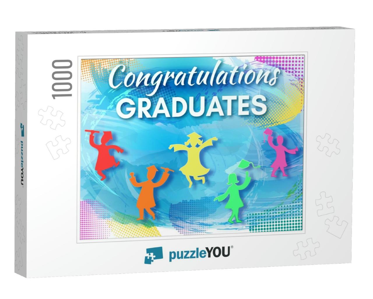Graduation Party Background in Paper Art Style Wit... Jigsaw Puzzle with 1000 pieces