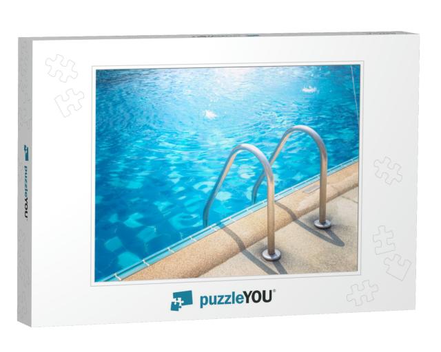 Grab Bars Ladder in the Blue Swimming Pool... Jigsaw Puzzle